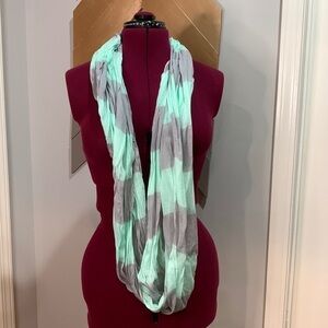 Mint and gray striped infinity scarf